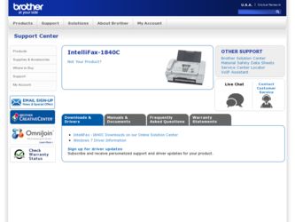 IntelliFAX 1840c driver download page on the Brother International site