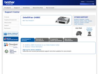 IntelliFax-2480C driver download page on the Brother International site