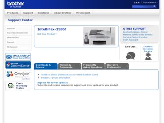 IntelliFax-2580C driver download page on the Brother International site