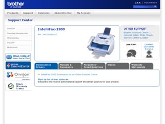 IntelliFax-2900 driver download page on the Brother International site