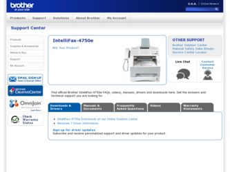 IntelliFax-4750e driver download page on the Brother International site