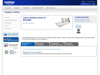 Laura Ashley Innov-ís NX2000 driver download page on the Brother International site