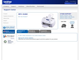 MFC 3100C driver download page on the Brother International site