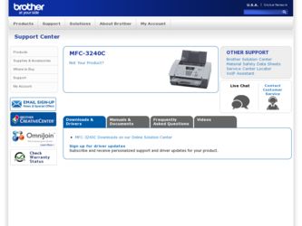 MFC 3240C driver download page on the Brother International site