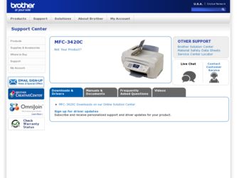 MFC 3420C driver download page on the Brother International site