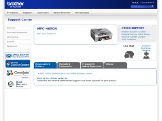 MFC-465CN driver download page on the Brother International site