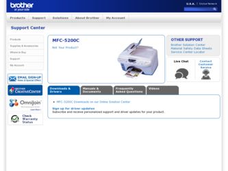 MFC-5200C driver download page on the Brother International site