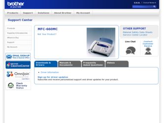 MFC-660MC driver download page on the Brother International site