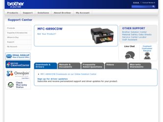 MFC-6890CDW driver download page on the Brother International site