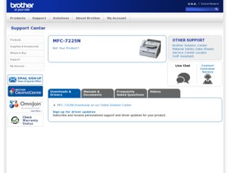 MFC 7225N driver download page on the Brother International site