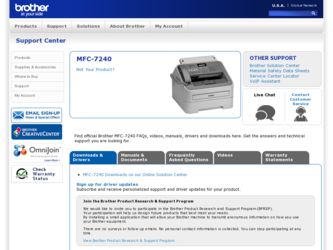 MFC-7240 driver download page on the Brother International site