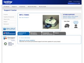 MFC-7300C driver download page on the Brother International site
