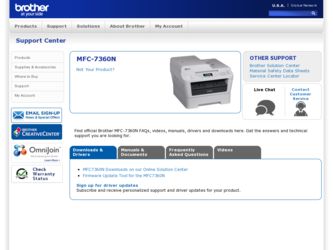 MFC-7360N driver download page on the Brother International site
