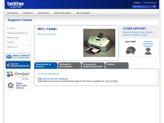 MFC-7400C driver download page on the Brother International site