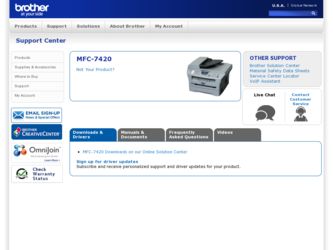 MFC-7420 driver download page on the Brother International site