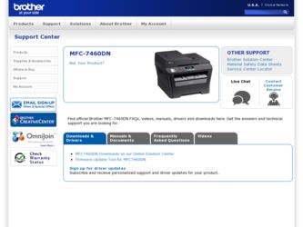 MFC-7460DN driver download page on the Brother International site