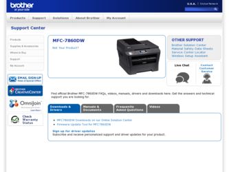 MFC-7860DW driver download page on the Brother International site