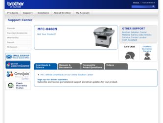 MFC-8460n driver download page on the Brother International site