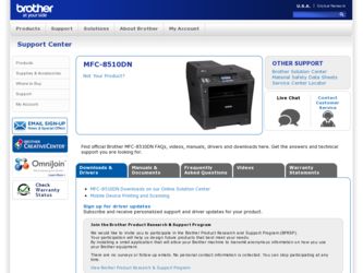MFC-8510DN driver download page on the Brother International site