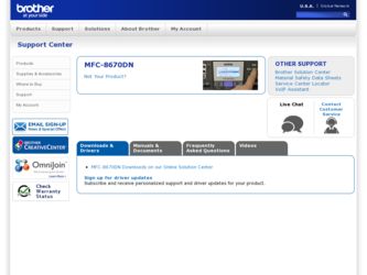 MFC 8670DN driver download page on the Brother International site