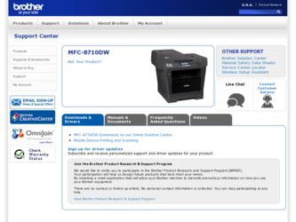 MFC-8710DW driver download page on the Brother International site