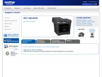 MFC-8810DW driver download page on the Brother International site