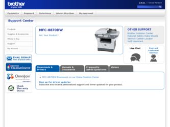 MFC 8870DW driver download page on the Brother International site