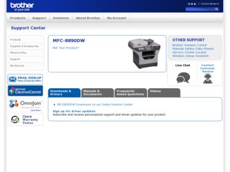 MFC 8890DW driver download page on the Brother International site