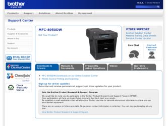 MFC-8950DW driver download page on the Brother International site