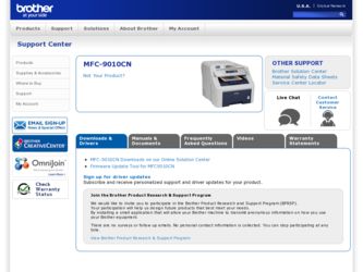 MFC-9010CN driver download page on the Brother International site