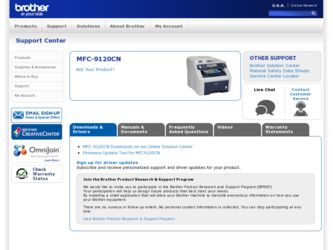MFC 9120CN driver download page on the Brother International site