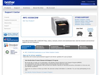 MFC-9330CDW driver download page on the Brother International site