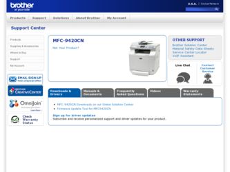 MFC 9420CN driver download page on the Brother International site