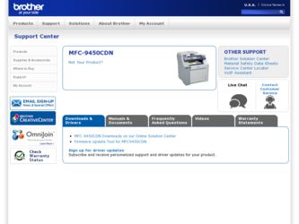 MFC-9450CDN driver download page on the Brother International site