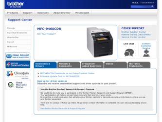 MFC-9460CDN driver download page on the Brother International site