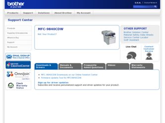 MFC-9840CDW driver download page on the Brother International site