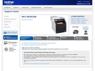 MFC-9970CDW driver download page on the Brother International site