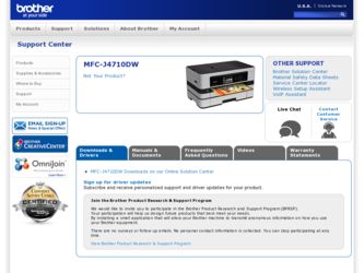 MFC-J4710DW driver download page on the Brother International site