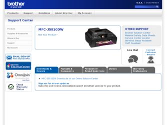 MFC-J5910DW driver download page on the Brother International site