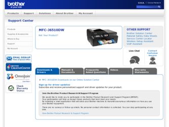 MFC-J6510DW driver download page on the Brother International site