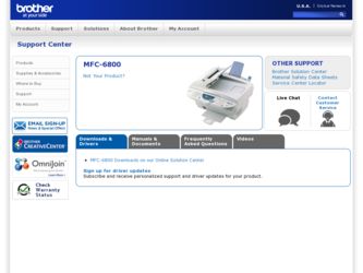 MFC6800 driver download page on the Brother International site