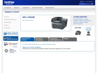 MFC7840W driver download page on the Brother International site
