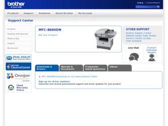 MFC8660DN driver download page on the Brother International site