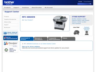 MFC8860DN driver download page on the Brother International site