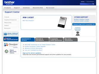 MW-145BT driver download page on the Brother International site