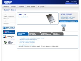 MW120 driver download page on the Brother International site