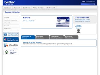 NX-450 driver download page on the Brother International site