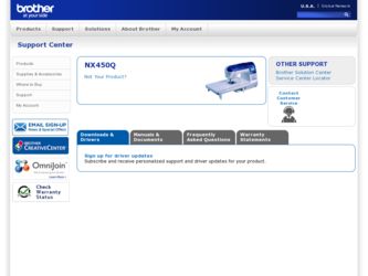 NX-450Q driver download page on the Brother International site