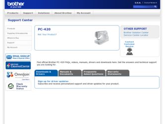 PC 420 driver download page on the Brother International site