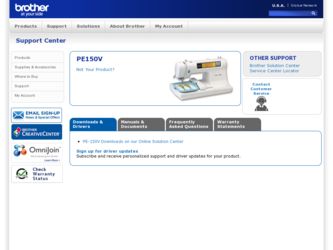 PE-150V driver download page on the Brother International site